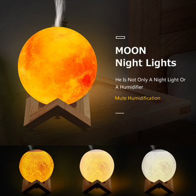 Aromatherapy 3D Moon Lamp Light with USB Mist Purifier