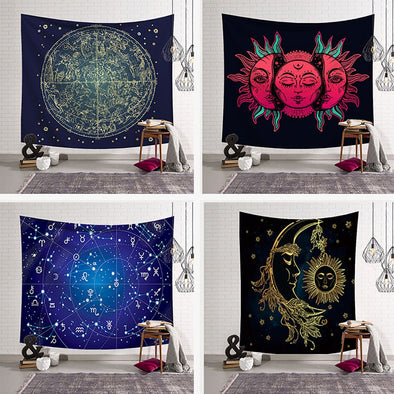 Psychedelic Moon and Sun Wall Hanging Art Tapestry Dorm/Home Decor